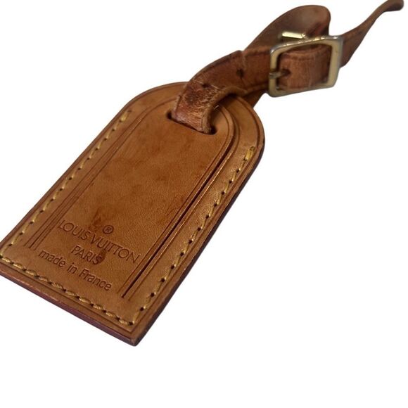 Louis Vuitton Brown Leather Gold Hardware Luggage Tag Authentic - Picture 1 of 6